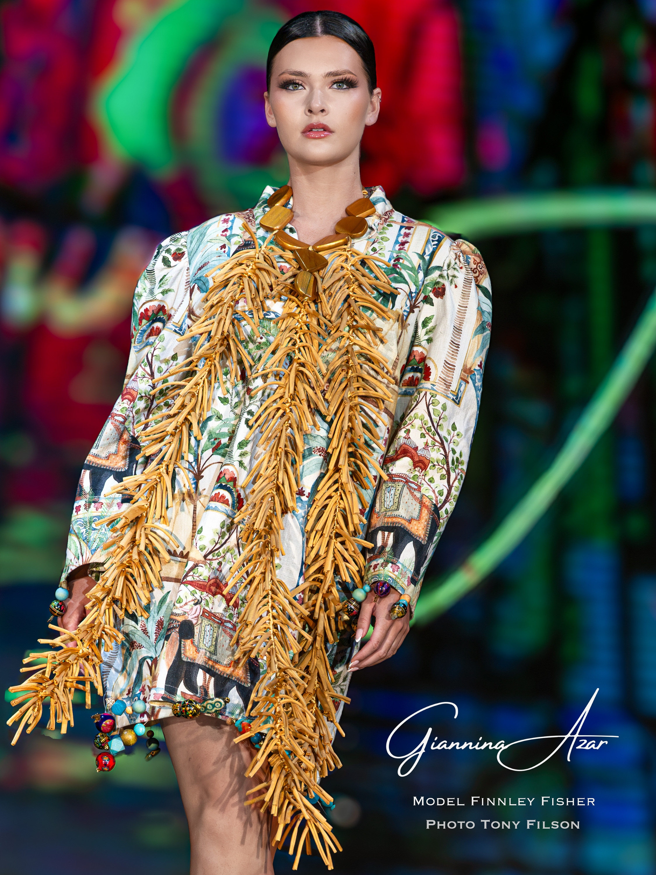 Fashion Model Finley Fisher walking for Designer Giannina Azar at  Art Hearts Fashion Miami Swim Week 2026.  Photo Tony Filson - Classic Haute Couture for That Special Resort and That Special Woman.