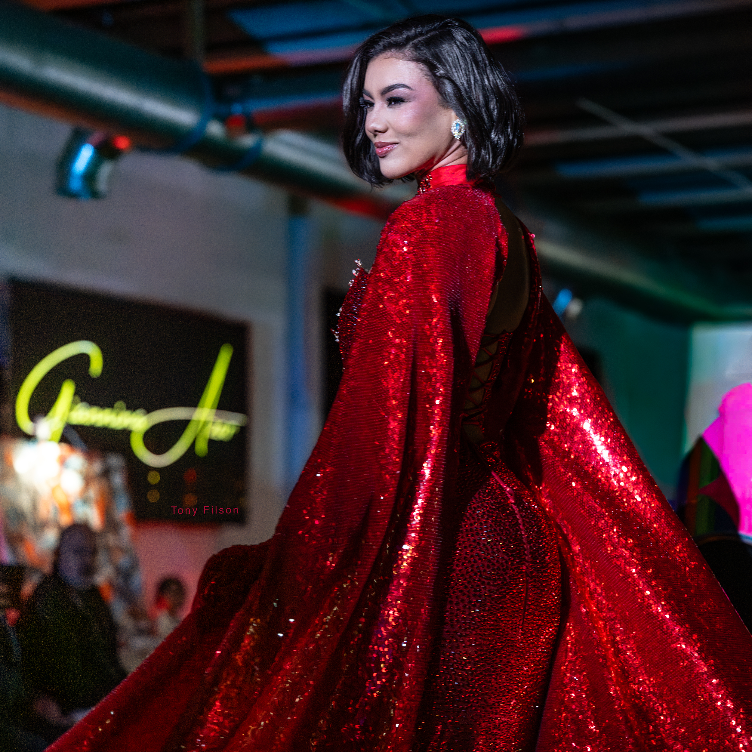 Itza Castillo walking for Designer Giannina Azar Photographed by Miami Swim Week Photographer Tony Filson for World Fashion Media News at The Miami Talent Awards