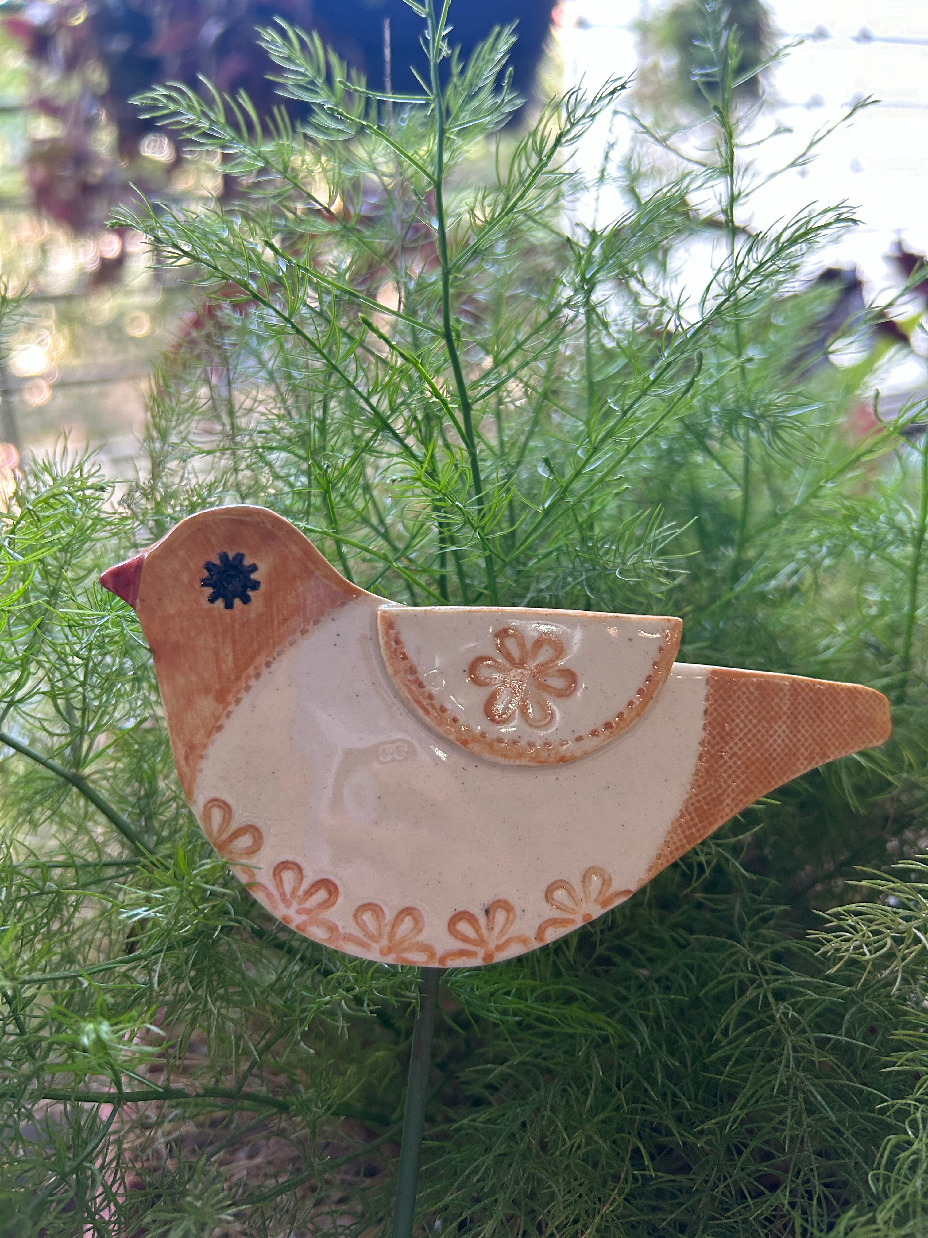 Ceramic Bird Plant Stake 3