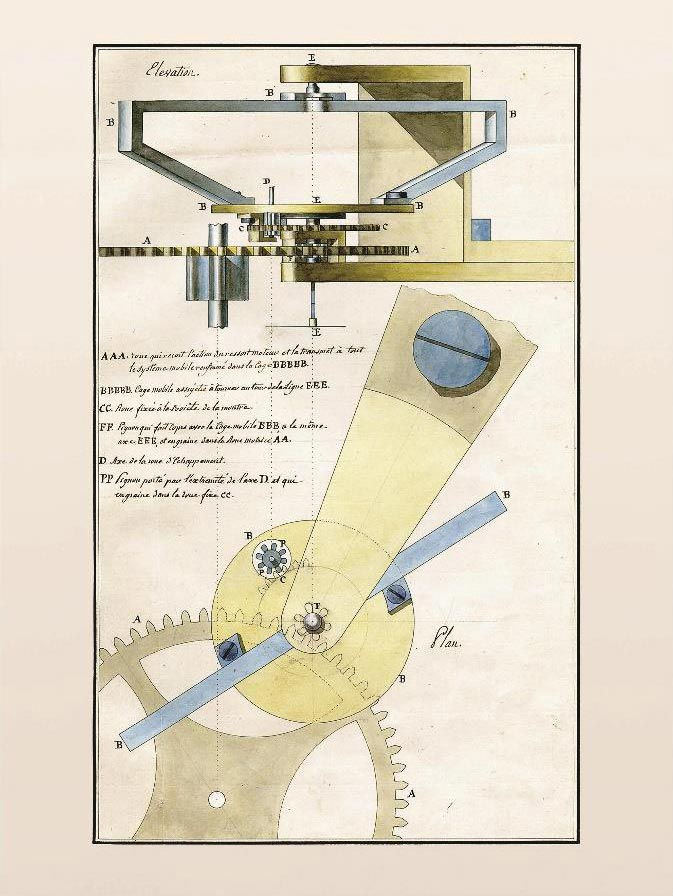 Watercolour of 1801 Breguet Tourbillon patent.