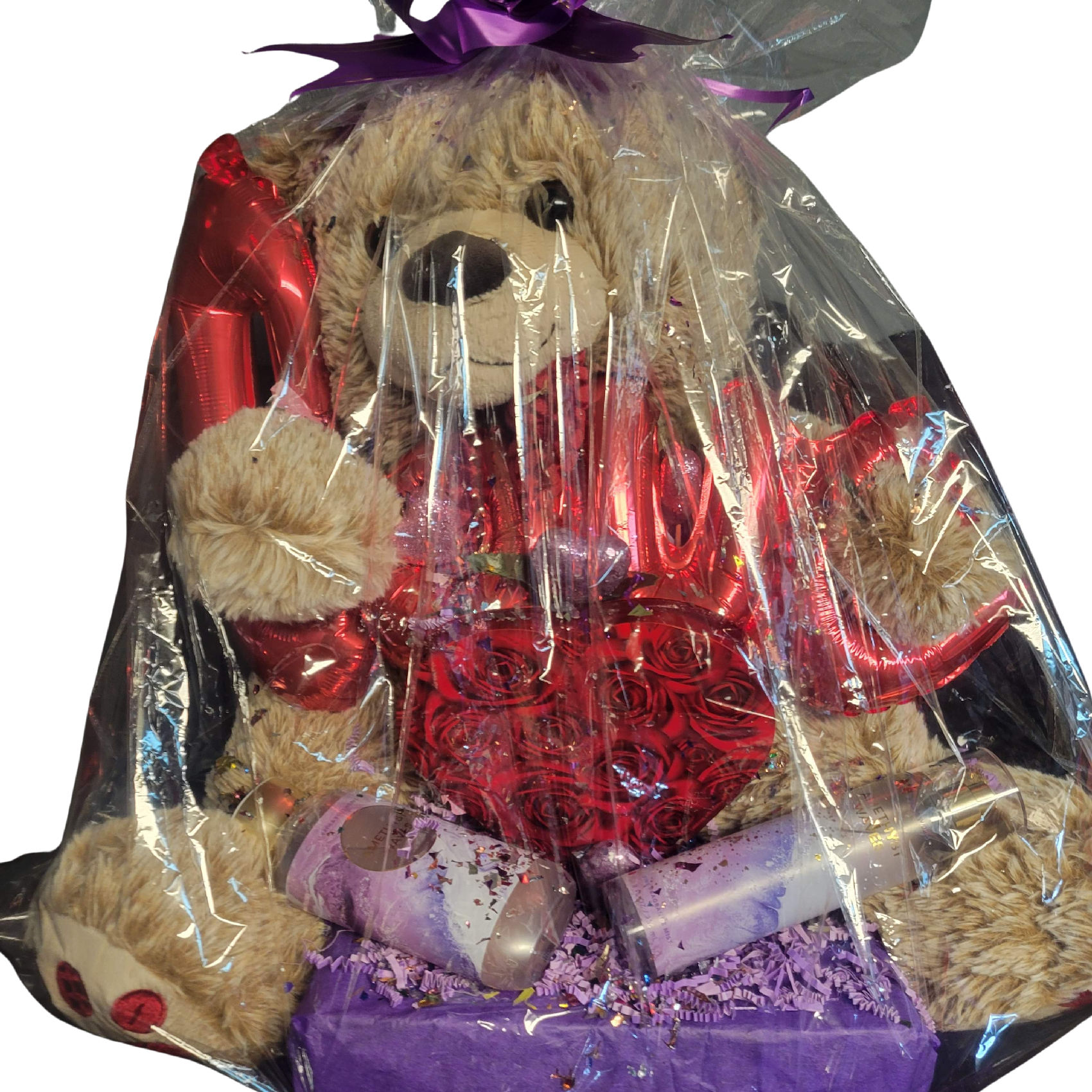Deluxe Valentine’s Day Gift Basket with Plush Teddy and Love-Themed Goodies