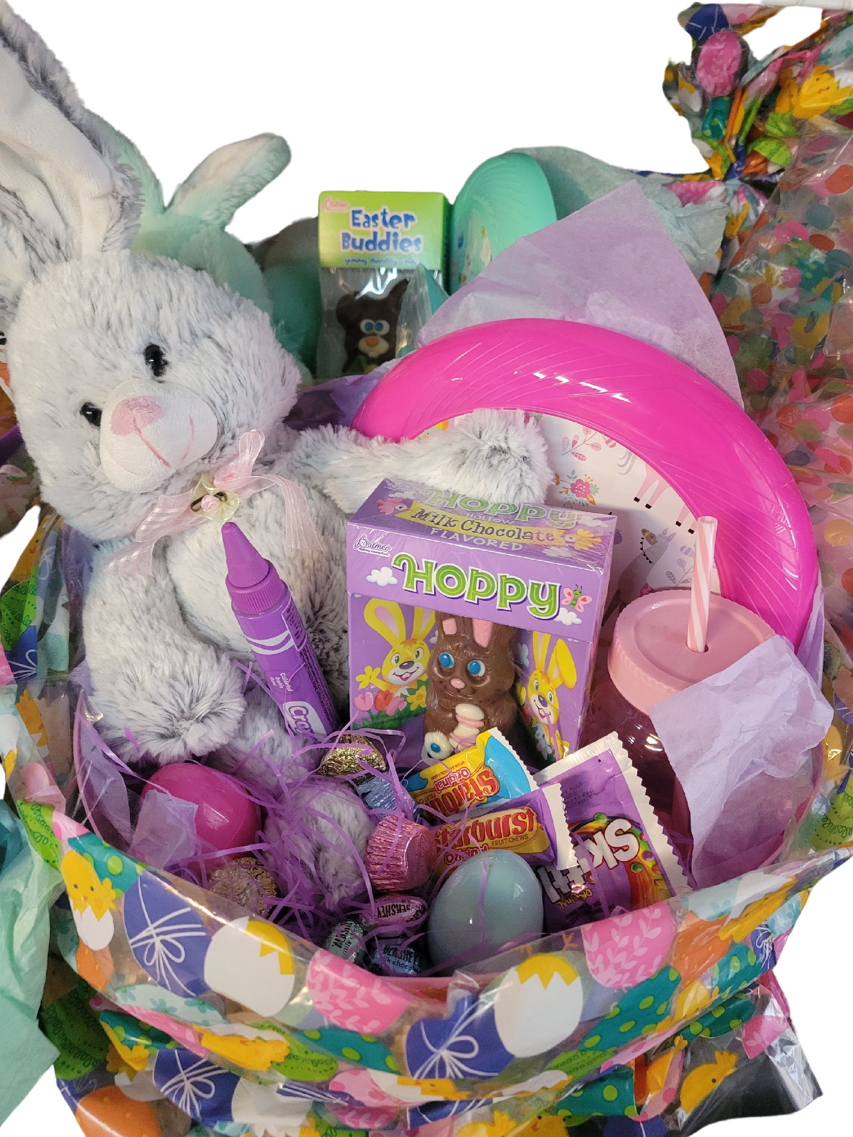 Gray Bunny Easter Basket with Treats, Toys, and Activities