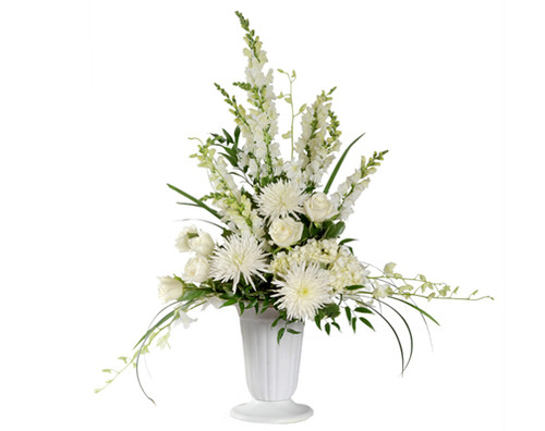 All White Vase Arrangement