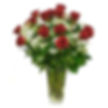 Two dozen classic red roses arranged in a vase