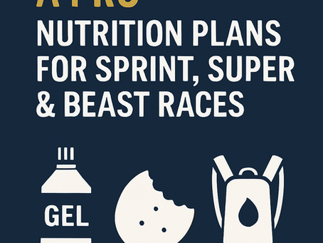 Fueling guide image for Spartan races with gel, snack, and hydration icons under the title “Fuel Like a Pro.”