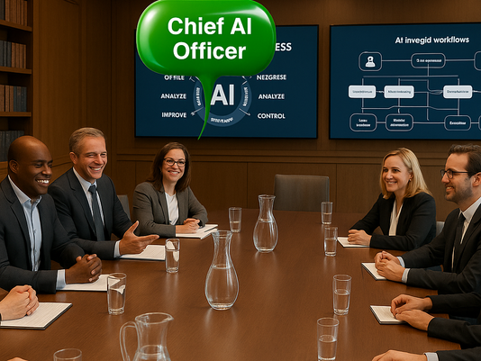 Chief AI office at a board meeting including Macronomics.ai