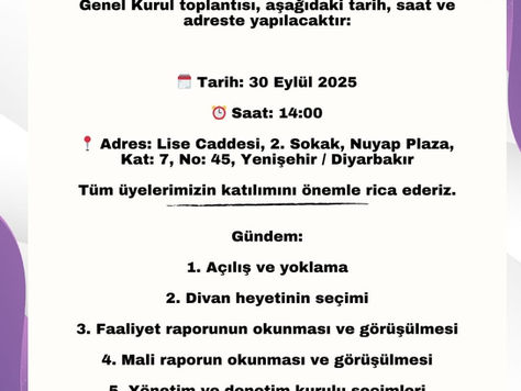 30.09.2025 Tarihli Genel Kurul İlanı
