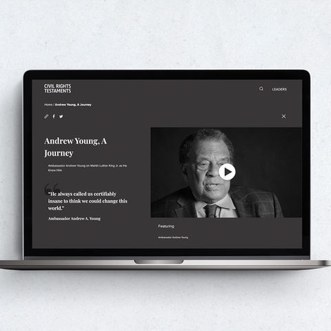 Civil Rights Leaders video page mockup on laptop