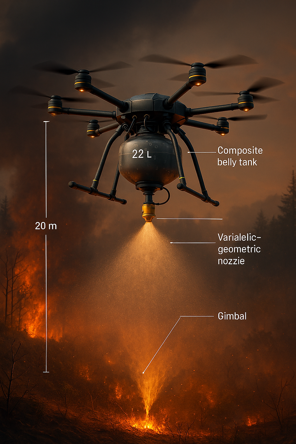 illustrated wildfire drone