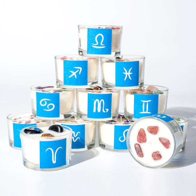 Thumbnail: Personalized Sun Sign Crystal Healing Candle
