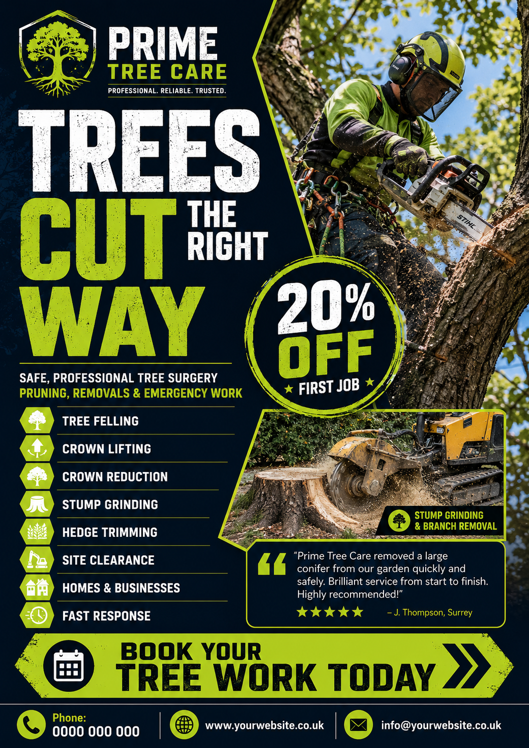 Tree Surgery Leaflet, Flyer Design 1# Print-Ready PDF & Printing