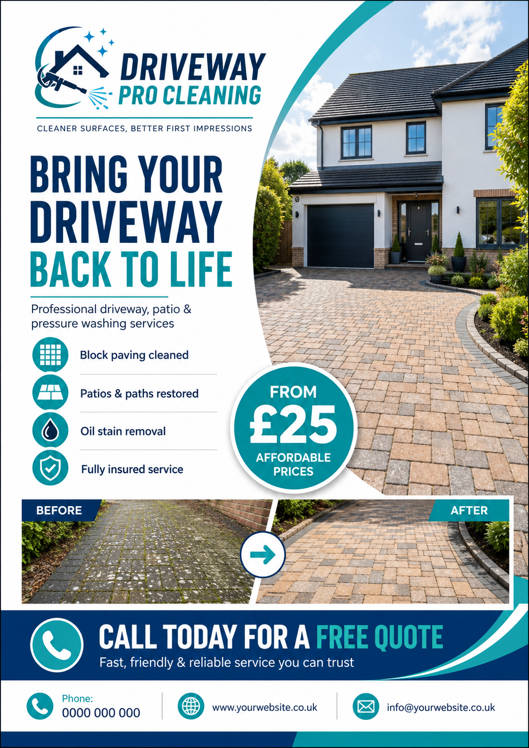 Driveway Cleaning Leaflet Design Template 1#