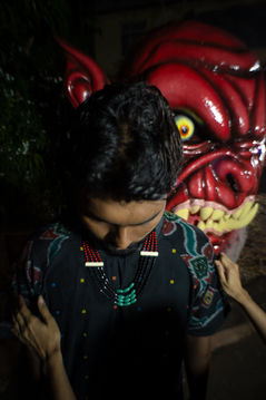 Editorial documentation of Narkasur ritual with model and effigy for Wunderhaus