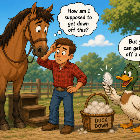 You can’t get down off a horse. You can get down off a duck.