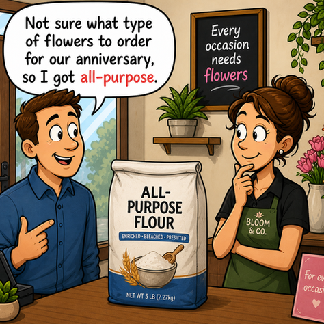 Not sure what type of flowers to order for our anniversary, so I got all-purpose.