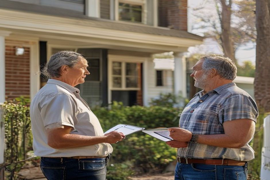 Porch conversation about selling a house before foreclosure