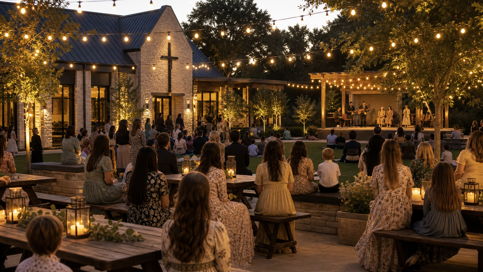 Families gathered for an evening Abundant Life Academy community event.