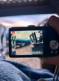 Camper van sunset view