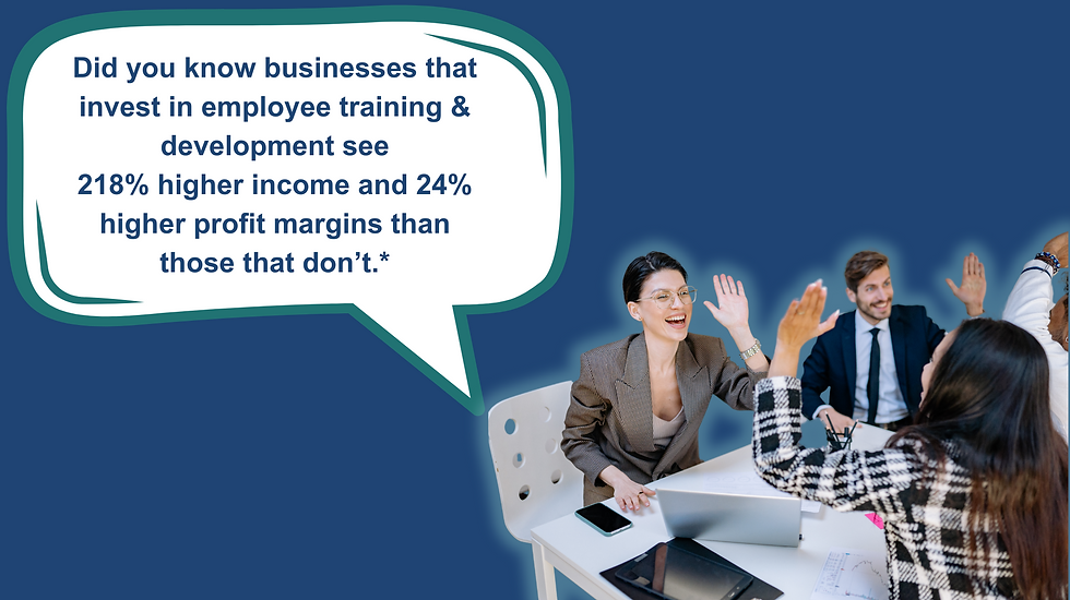 Business employees engaging in training and getting great results together. 