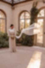 Thumbnail: Ivory silk veil flying in the wind
