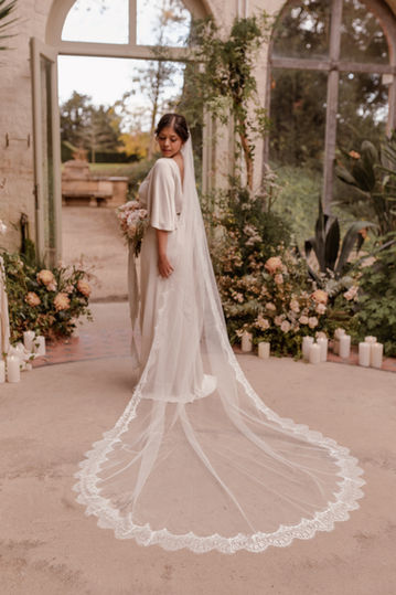 Personalised bridal veil that has been created using a wider tulle