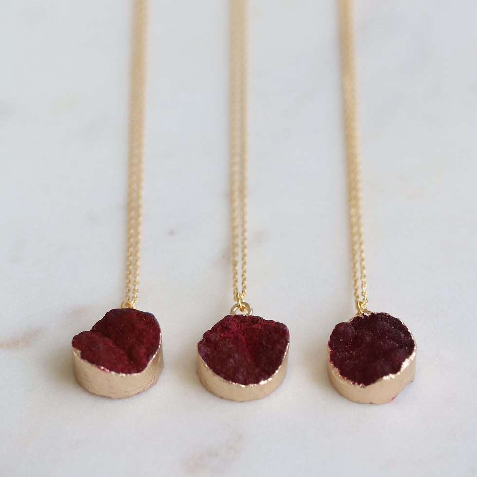 Thumbnail: Rustic red druzy necklace