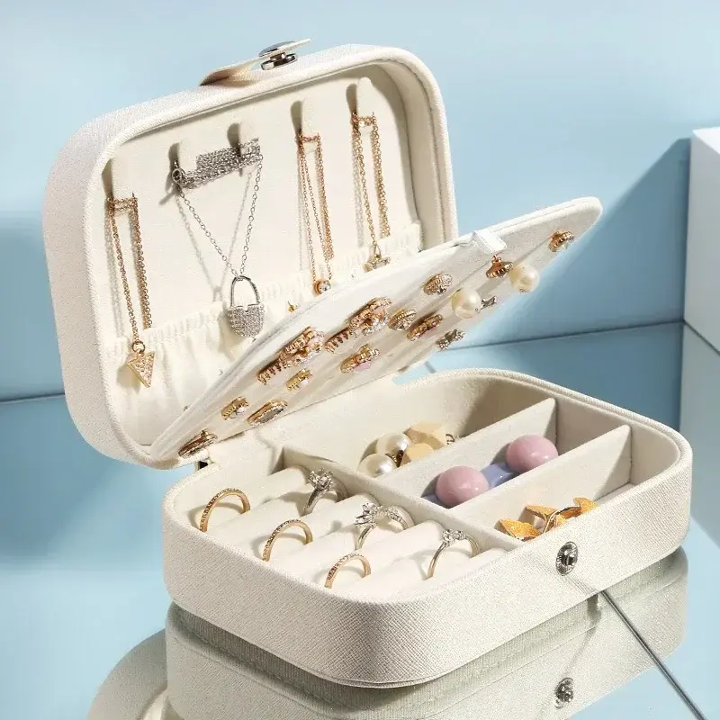 Thumbnail: Portable Jewelry Box Jewelry Organizer Display Travel Jewelry Case Boxes Button
