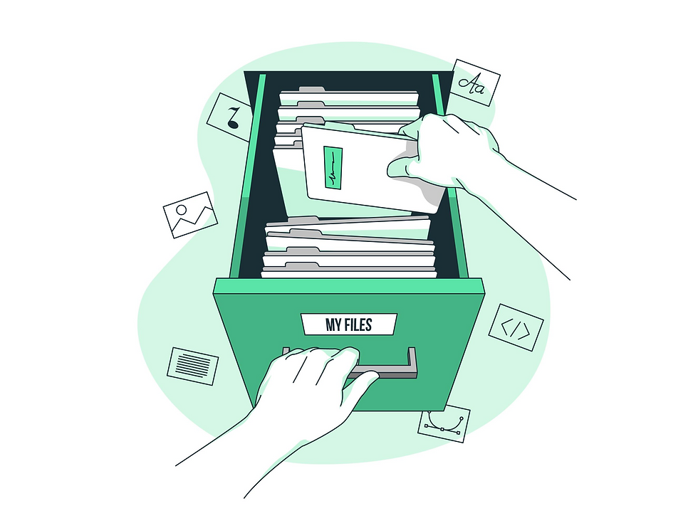 Illustration of social care filing system
