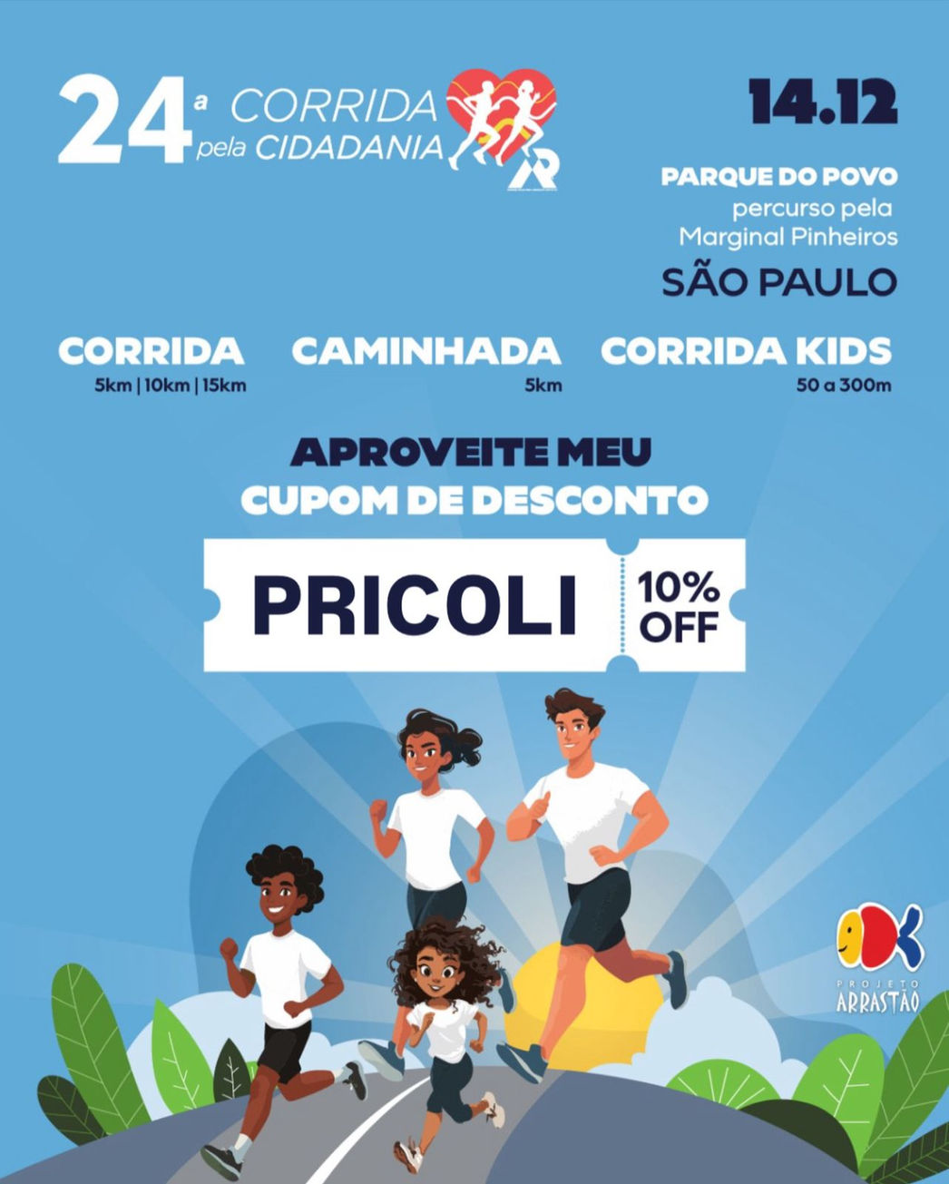 cupom desconto corrida pela cidadania projeto arrastao mpr sao paulo