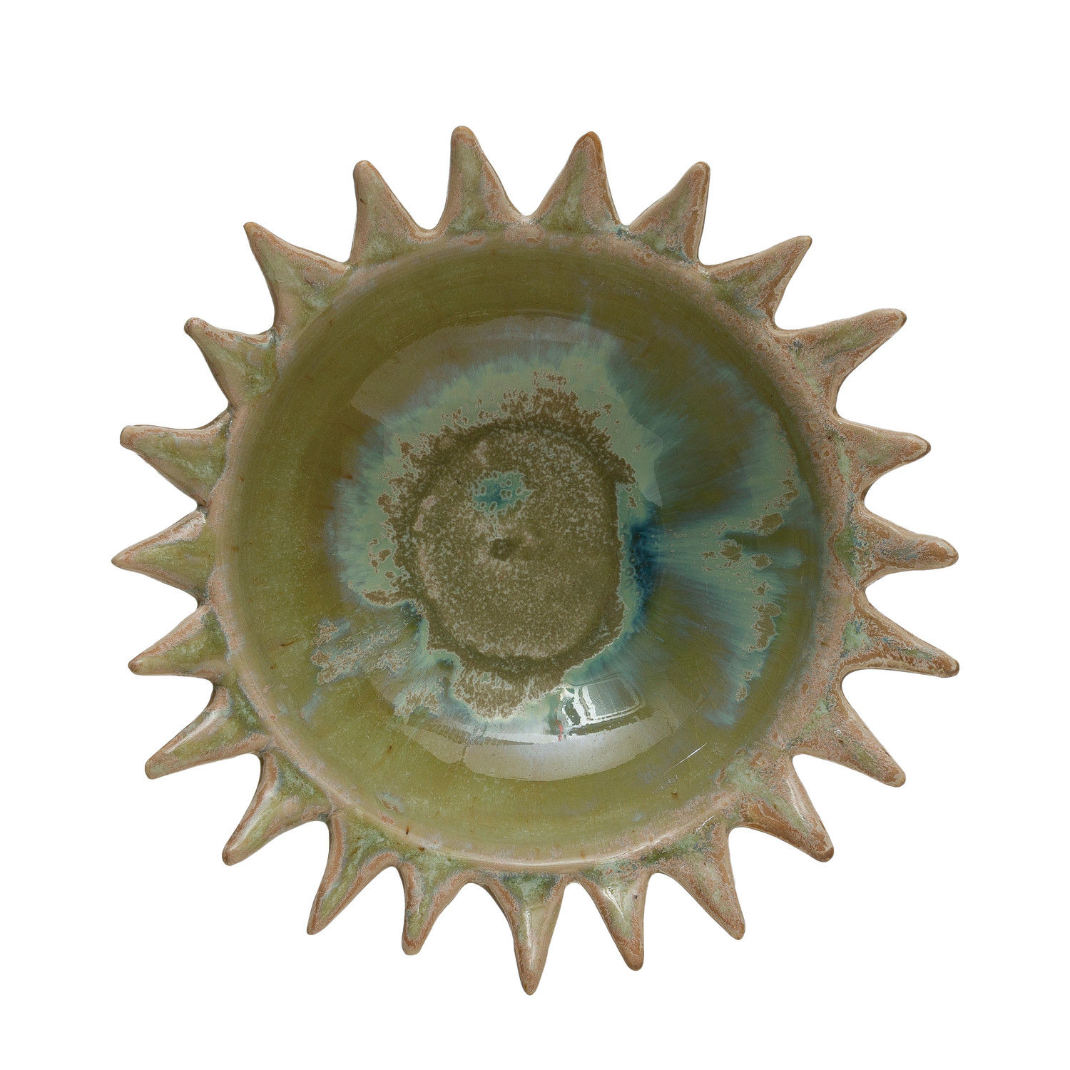 "Stoneware Sunburst" Serving Bowl w/Glaze