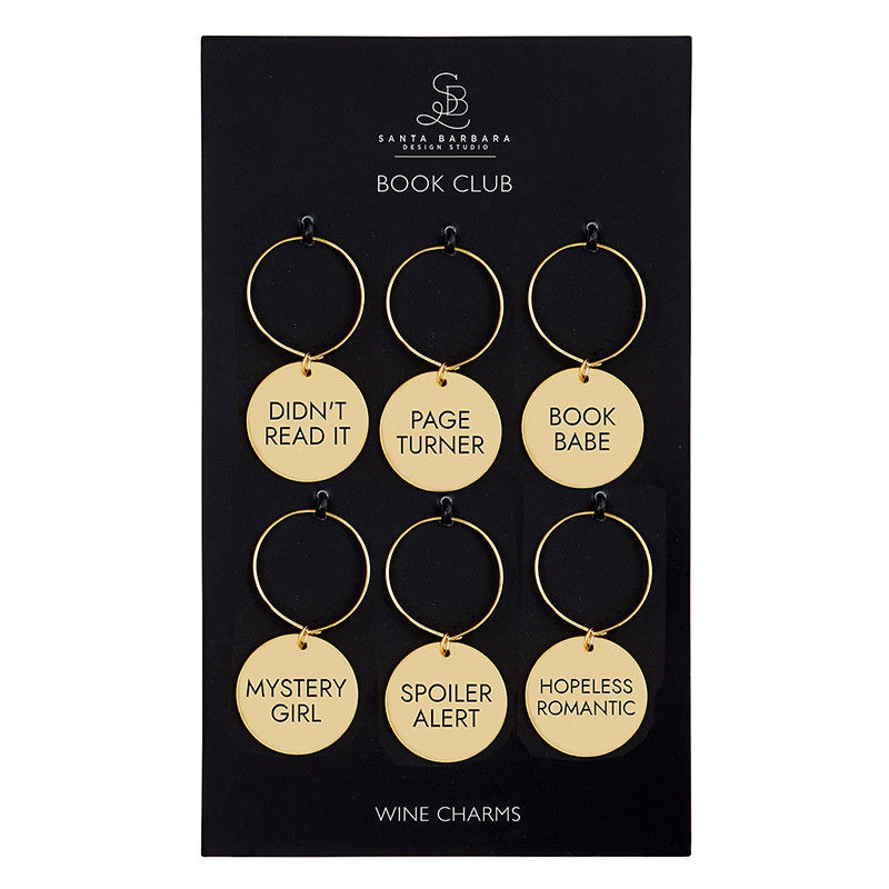 "Book Club" Wine Charm Set/6