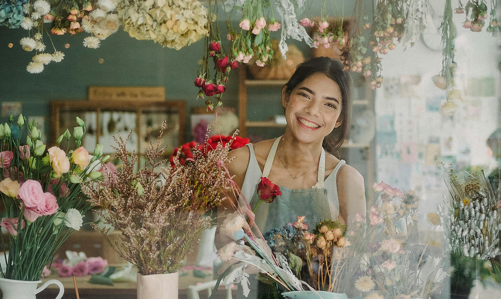 Happy Girl in Flower shop