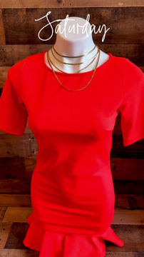 Thumbnail: Coral Mermaid Midi Dress (M)