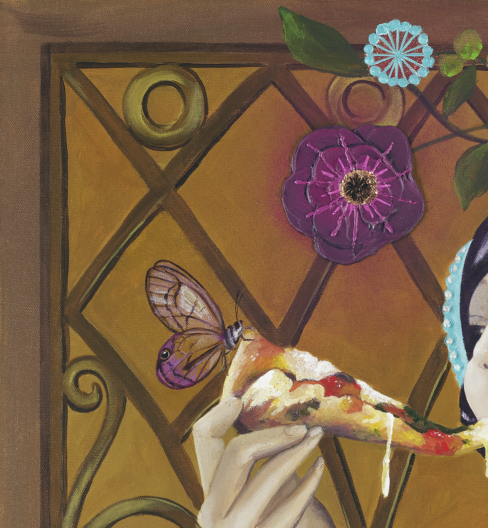 Thumbnail: "Lupe Eats A Pizza" Original Mixed Media Painting