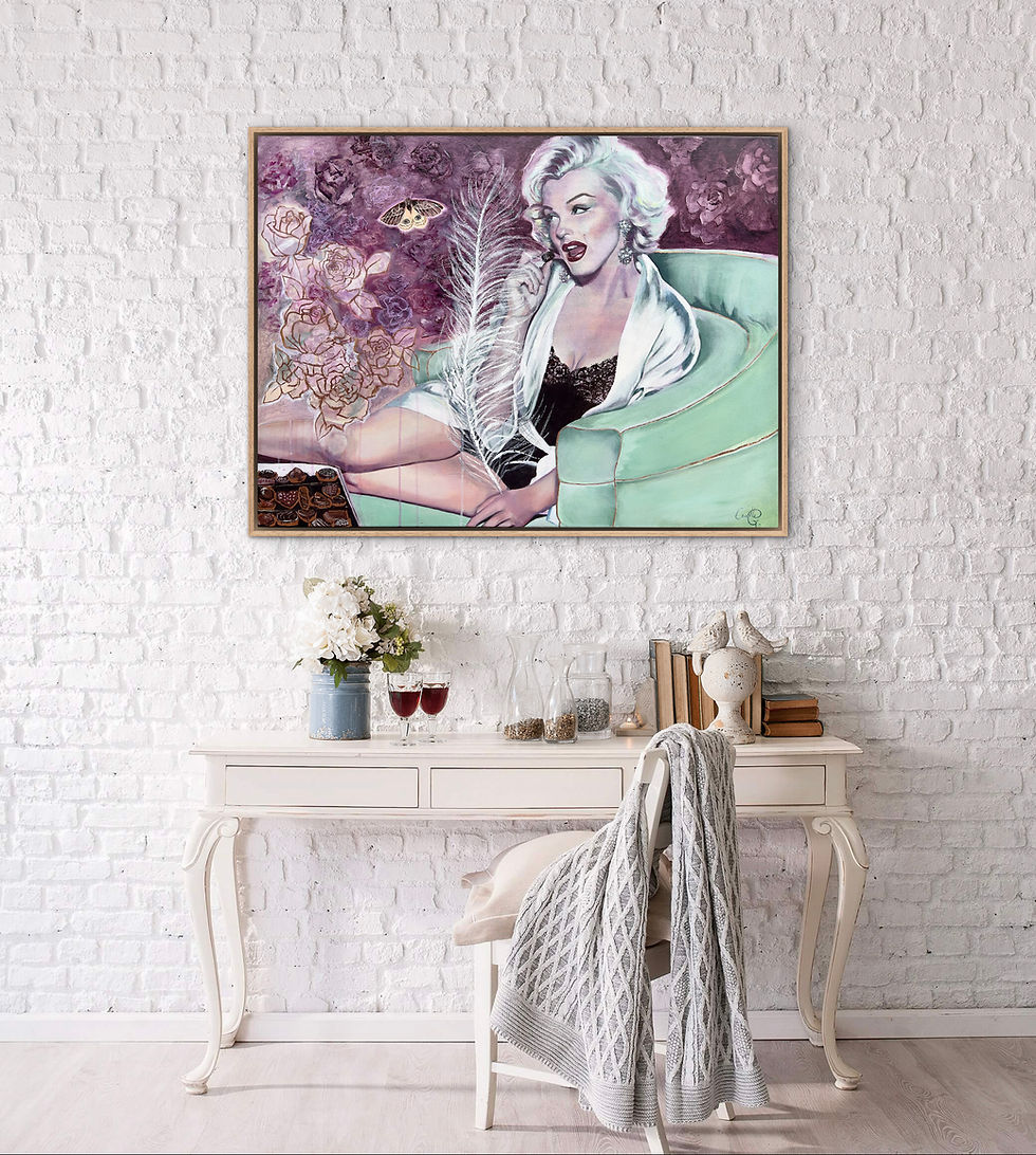 "Marilyn Eats Chocolate" Original Mixed Media Painting