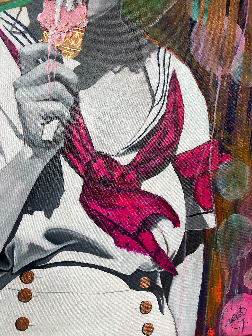 Thumbnail: "Bette Eats Ice Cream" Original Mixed Media Painting