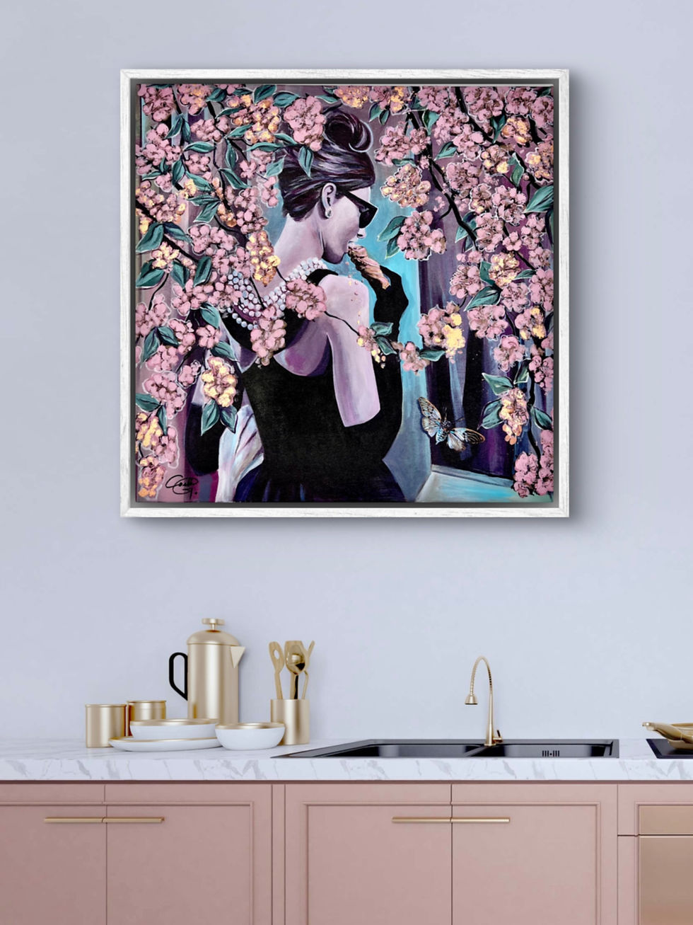 "Audrey Eats a Danish" Original Mixed Media Painting