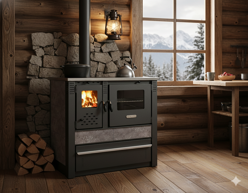 Cucina a legna modello BIOLEGNA VULCANO 10.0 - uscita SX