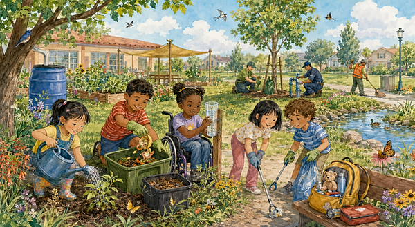 children learning how to care for Earth