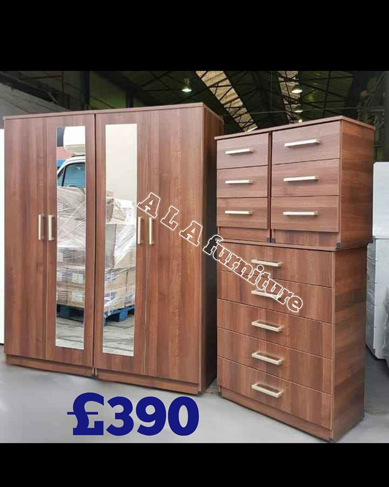 4 Door Double Mirrored Wardrobe