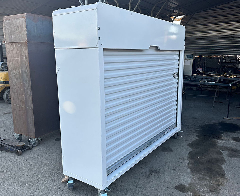 Side/front elevation of D'LUX Storage unit in fabrication yard