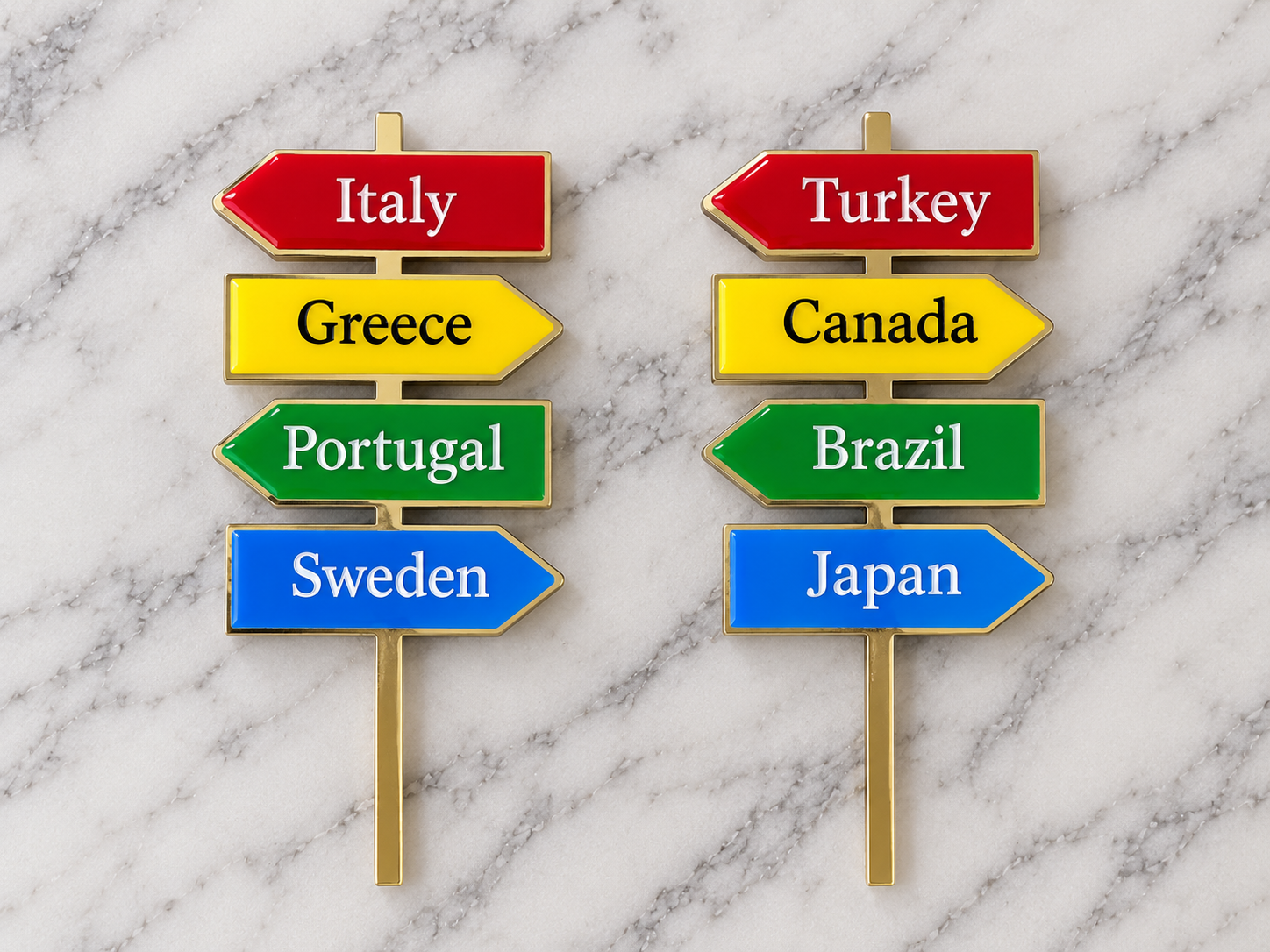 Personalised Travel Cake Topper – 4 Country Signpost