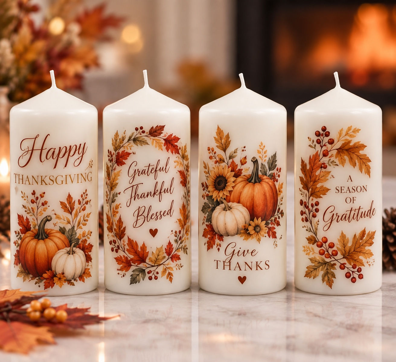 Thanksgiving Autumn Candle – 4 Designs