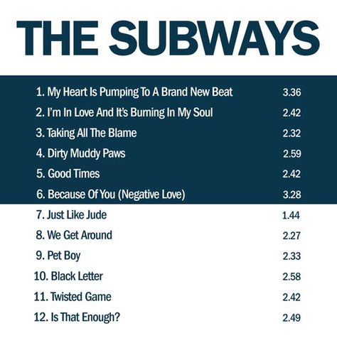 We´re happy to announce the track titles of PART 2 of our new record "The Subways"!