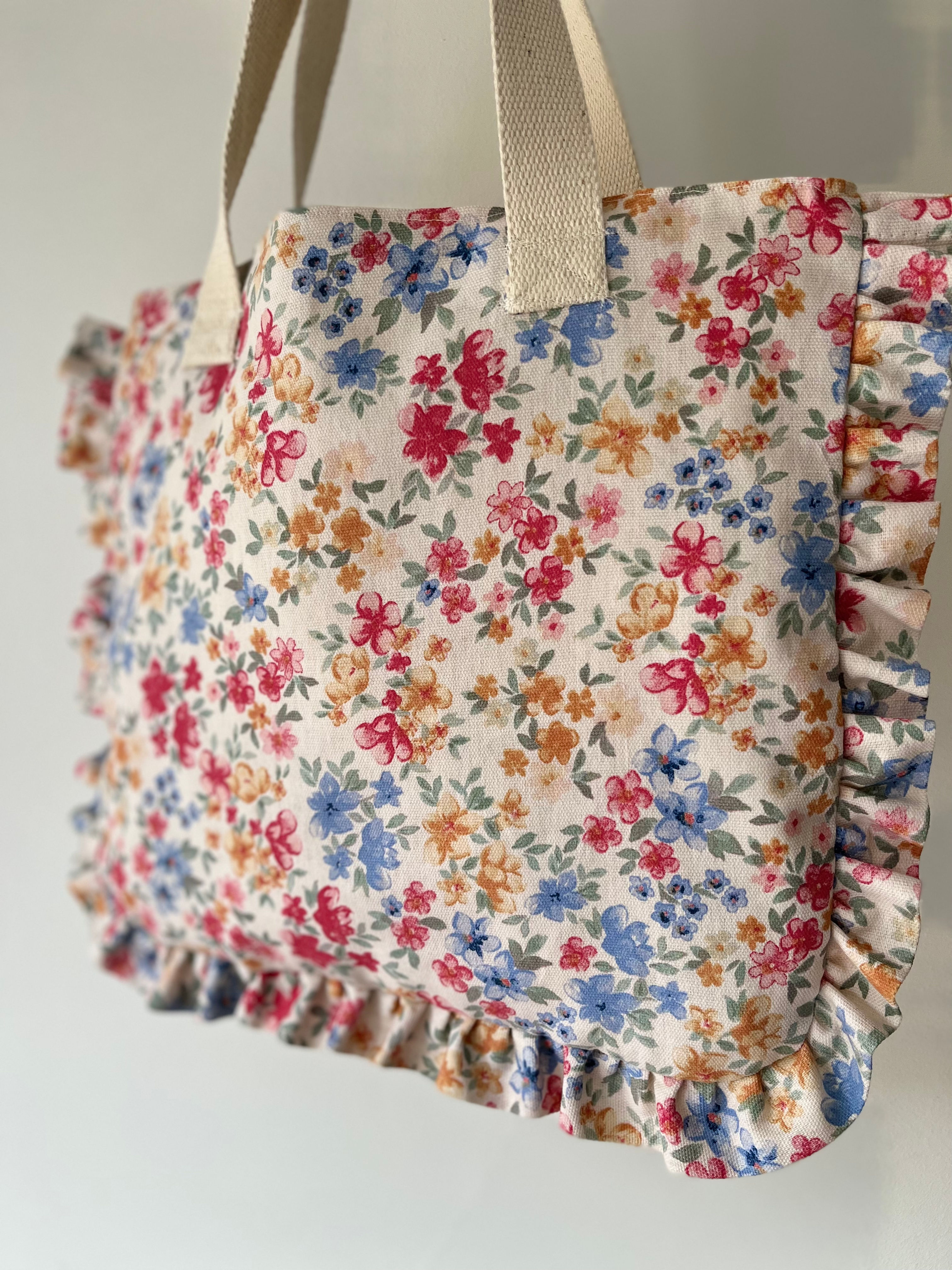 Cotton Ruffle Tote Bag