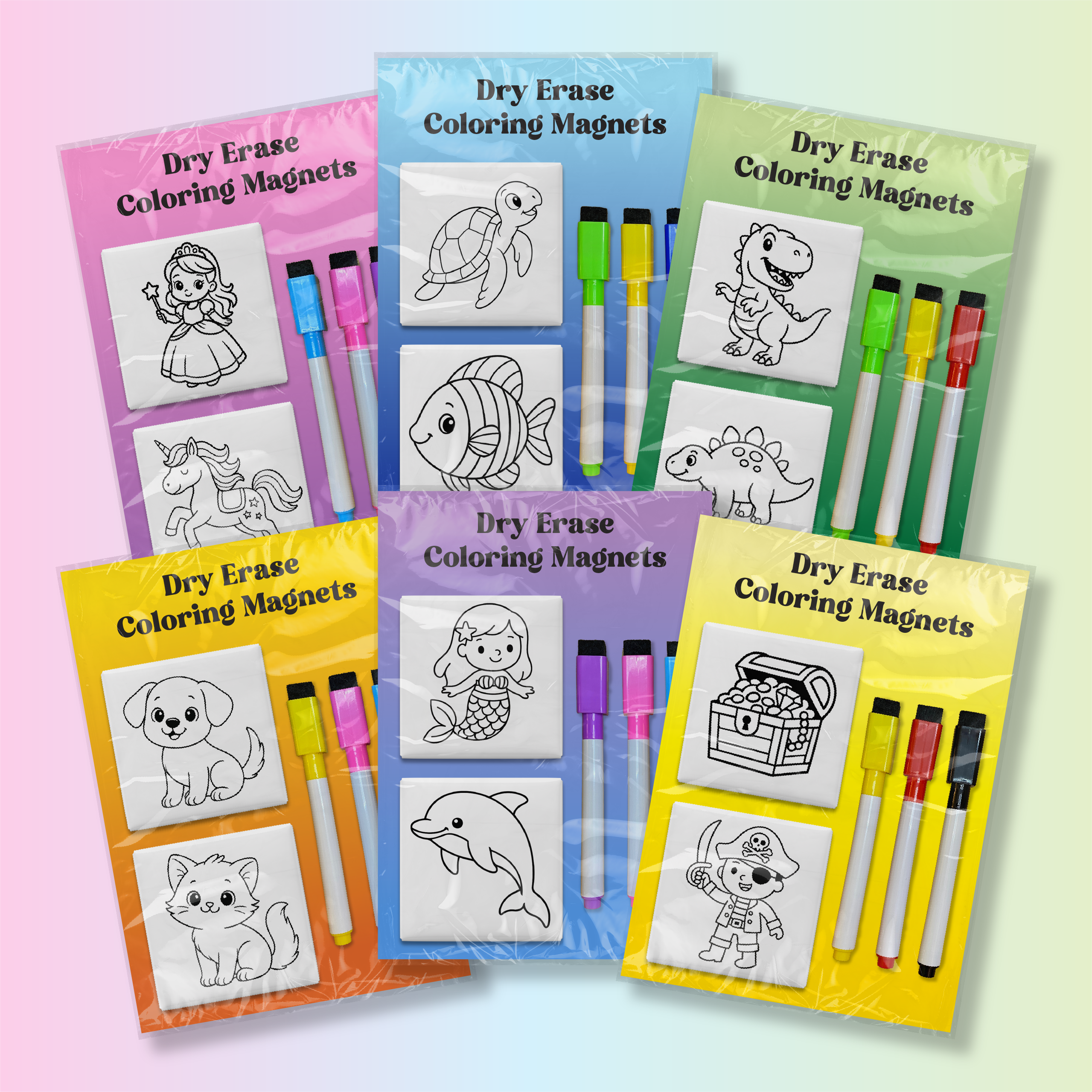 Dry Erase Coloring Magnet Set