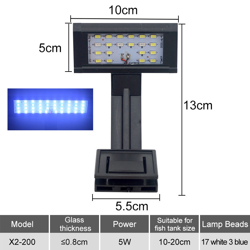 Thumbnail: Aquarium LED Fish Tank Light Super Slim Plants Grow Clip Lights Lamp Aquatic Aqu