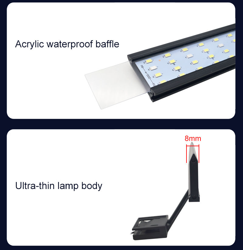 Thumbnail: Aquarium LED Fish Tank Light Super Slim Plants Grow Clip Lights Lamp Aquatic Aqu