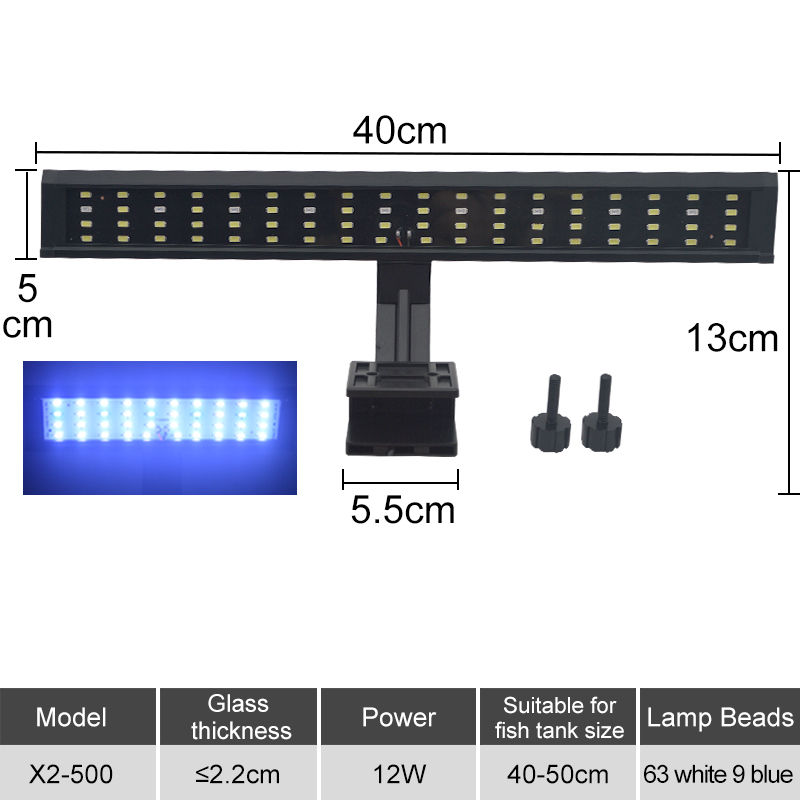 Thumbnail: Aquarium LED Fish Tank Light Super Slim Plants Grow Clip Lights Lamp Aquatic Aqu