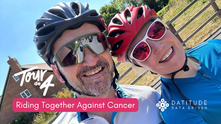 Sarah Hughes and Gavin Wilkinson in cycling gear - Riding Together Against Cancer doing the Tour de 4